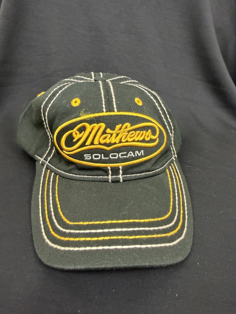 Vintage Mathews Solocam Archery Hunting Black Strapback Hat